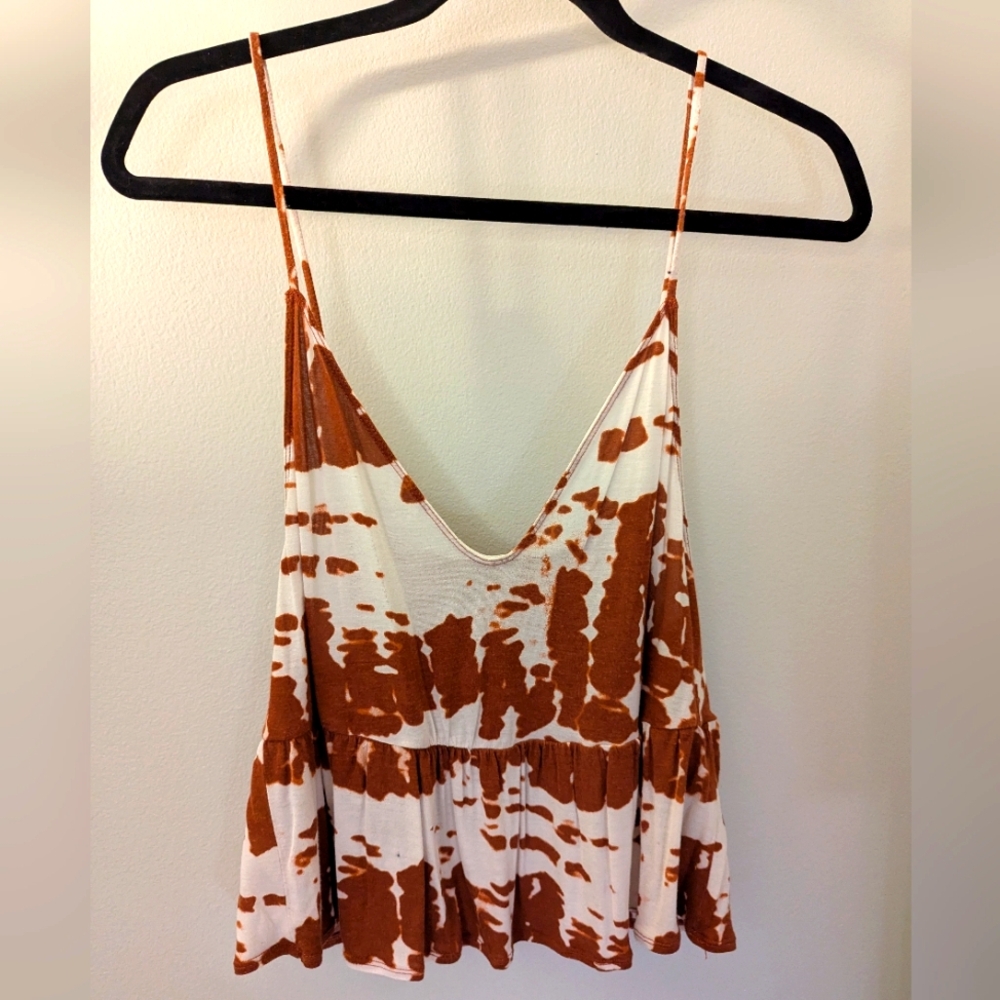 ALO Brown and White Tank with Mesh Back Women's Size Medium